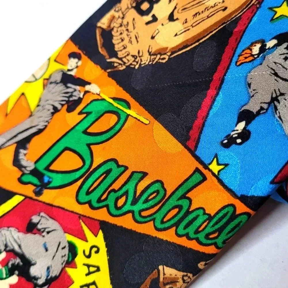 ROSSETTI Alk Star Baseball Comic Book Tie Men's Necktie Vintage